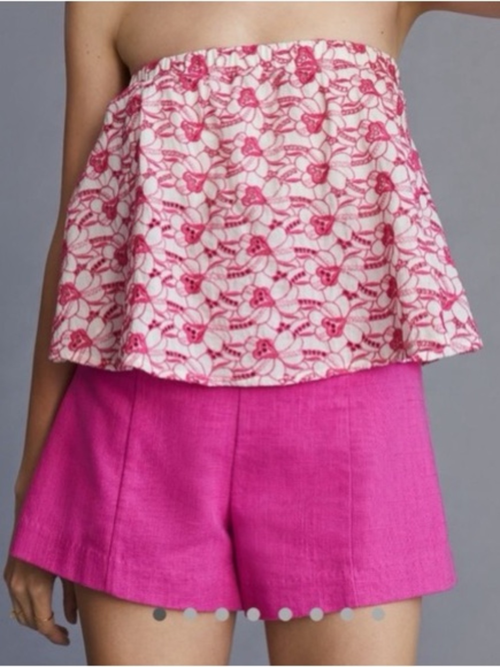 Anthropologie Porridge Floral Embroidered Strapless Blouse Medium Lined